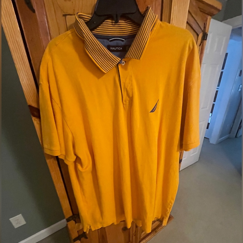 Men's Nautica Polo Shirt - Dark Yellow & Chambray - Size XXL